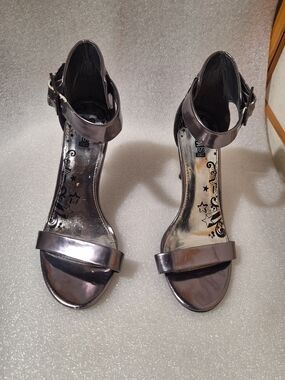 Metallic Silver Women's Ankle-Strap Dress Sandals
